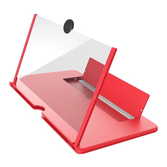 12 inch 3D Mobile Phone Screen Magnifier HD Video Amplifier with Foldable Holder Red Screen Magnifier - Tophatter Daily Deals