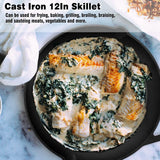 12 Inch Pre-Seasoned Cast Iron Skillet Oven Safe Cookware Kitchen Tools & Gadgets - Tophatter Daily Deals