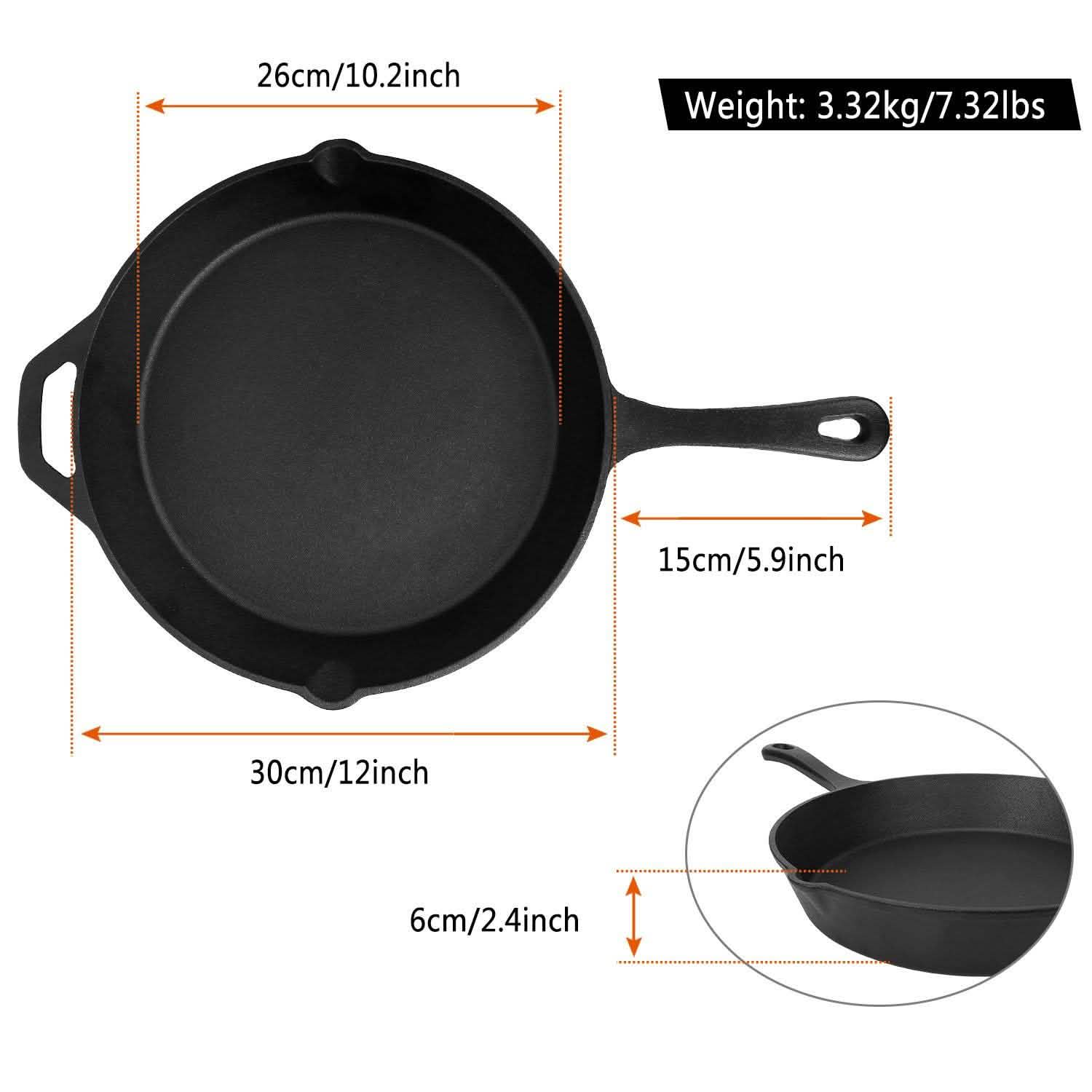 12 Inch Pre-Seasoned Cast Iron Skillet Oven Safe Cookware Kitchen Tools & Gadgets - Tophatter Daily Deals