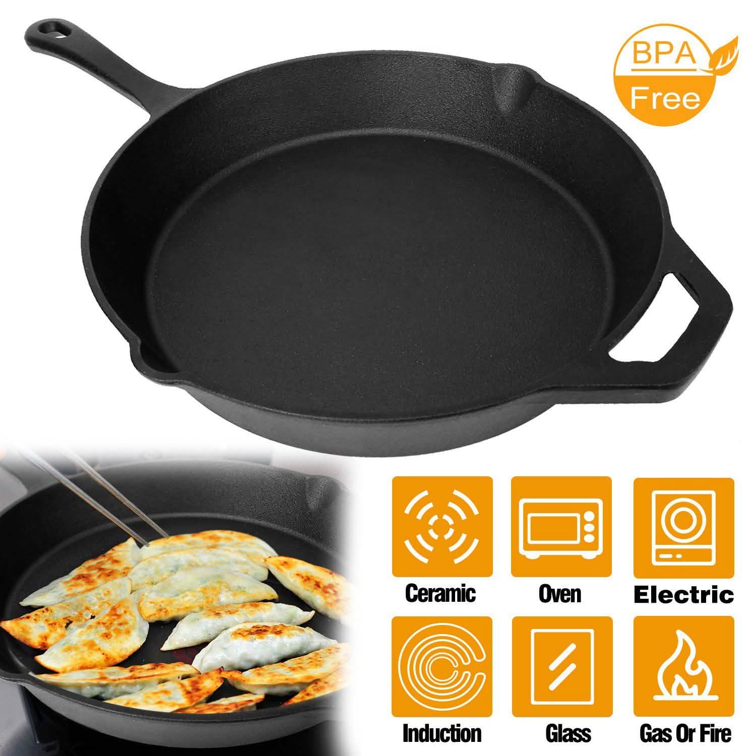 12 Inch Pre-Seasoned Cast Iron Skillet Oven Safe Cookware Kitchen Tools & Gadgets - Tophatter Daily Deals