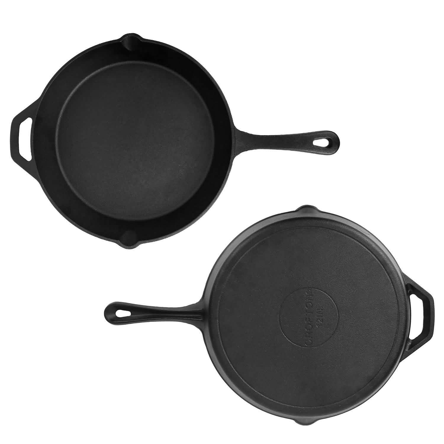 12 Inch Pre-Seasoned Cast Iron Skillet Oven Safe Cookware Kitchen Tools & Gadgets - Tophatter Daily Deals