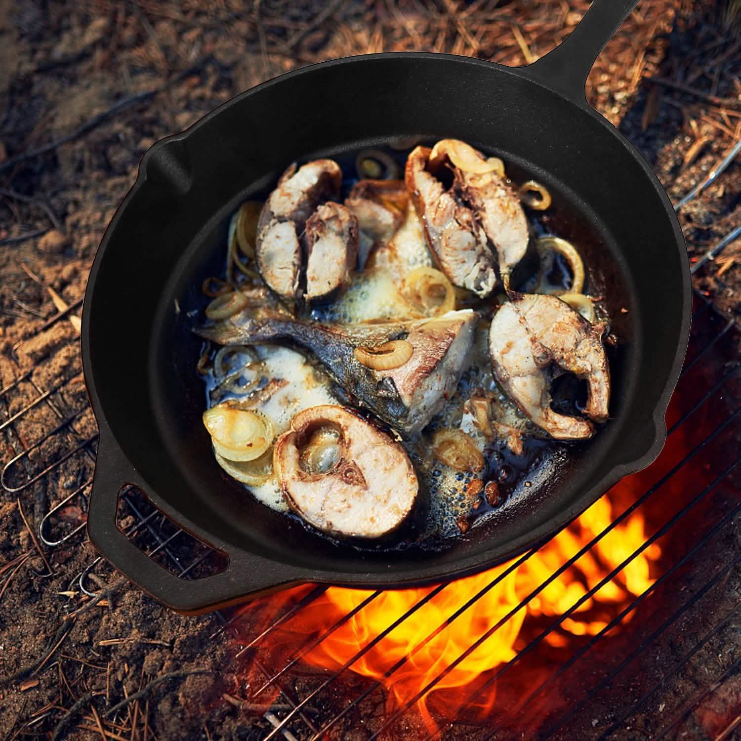12 Inch Pre-Seasoned Cast Iron Skillet Oven Safe Cookware Kitchen Tools & Gadgets - Tophatter Daily Deals