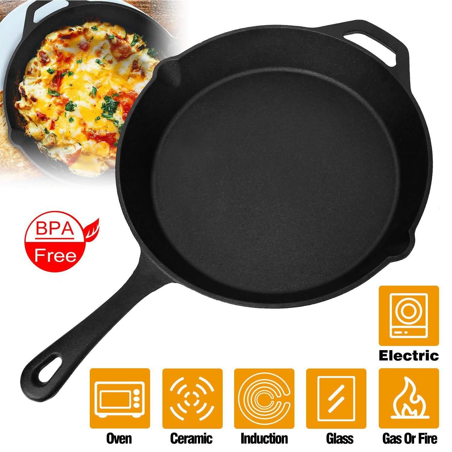 12 Inch Pre-Seasoned Cast Iron Skillet Oven Safe Cookware Kitchen Tools & Gadgets - Tophatter Daily Deals