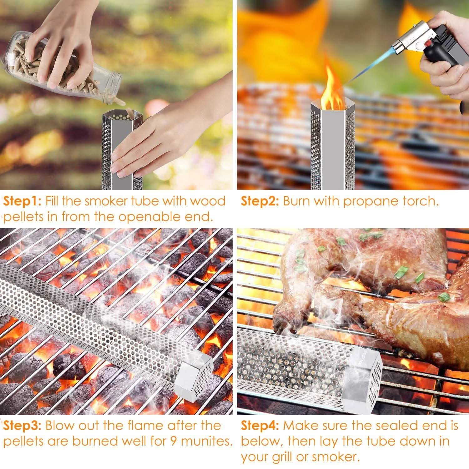 12-Inch Stainless Steel BBQ Grill Smoker Tube Kitchen Tools & Gadgets - Tophatter Daily Deals