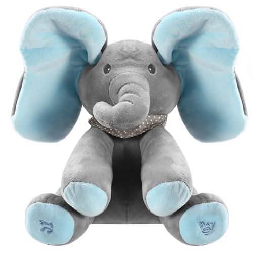 12-Inch Stuffed Plush Elephant Doll Blue Baby Gear - Tophatter Daily Deals