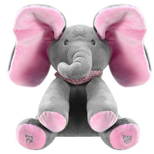 12-Inch Stuffed Plush Elephant Doll Pink Baby Gear - Tophatter Daily Deals