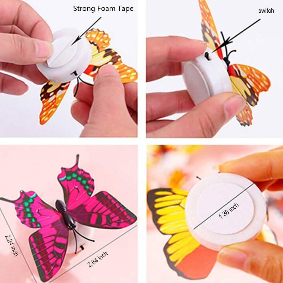 12-Pack: LED Butterfly Decoration Night Light Indoor Lighting - Tophatter Daily Deals