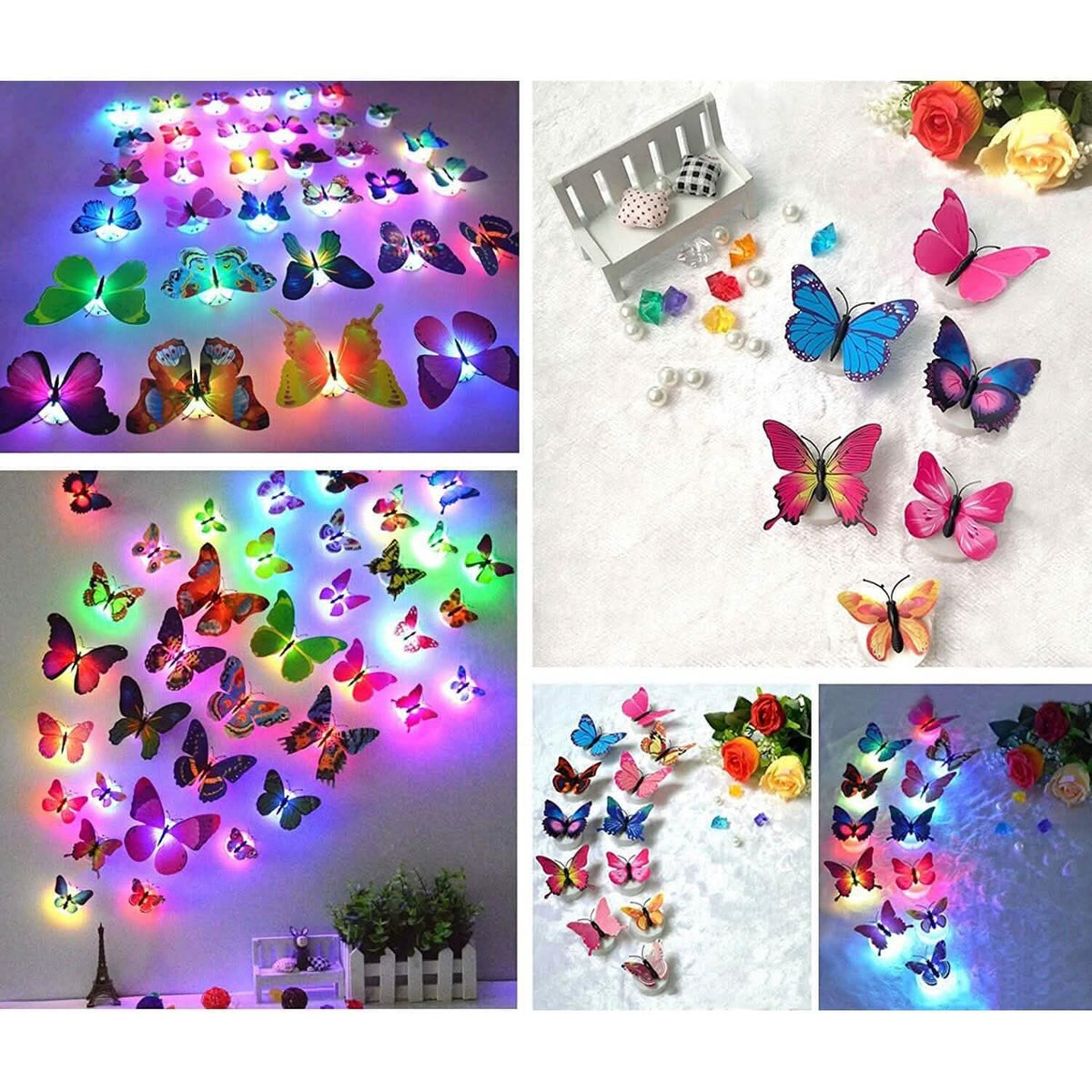 12-Pack: LED Butterfly Decoration Night Light Indoor Lighting - Tophatter Daily Deals