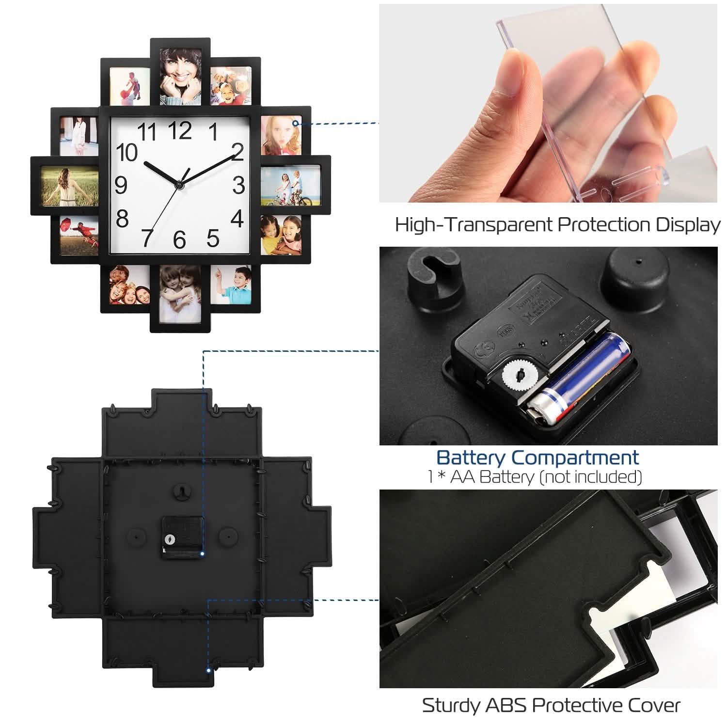 12-Picture Display Wall Clock Household Appliances - Tophatter Daily Deals