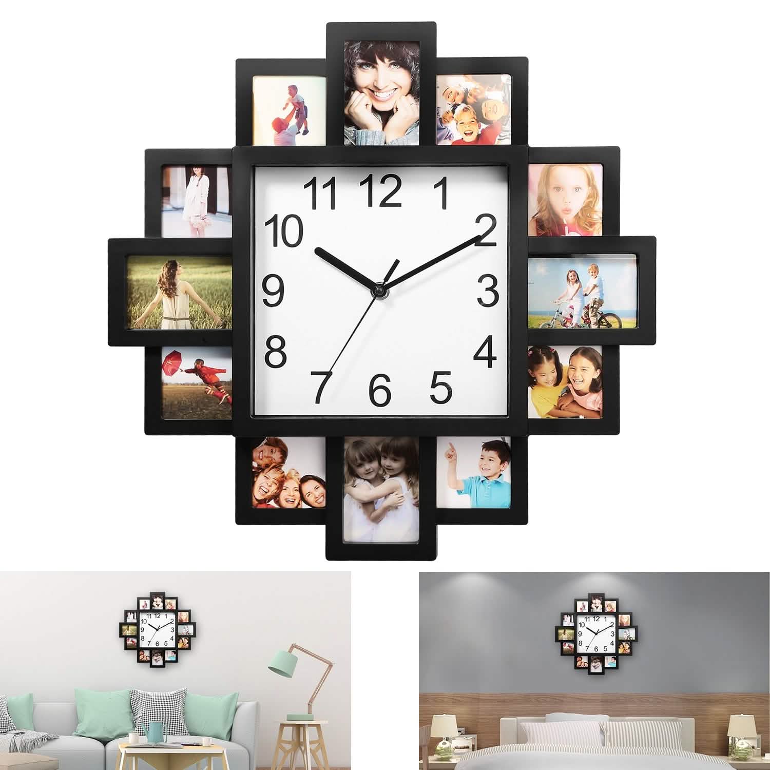 12-Picture Display Wall Clock Household Appliances - Tophatter Daily Deals