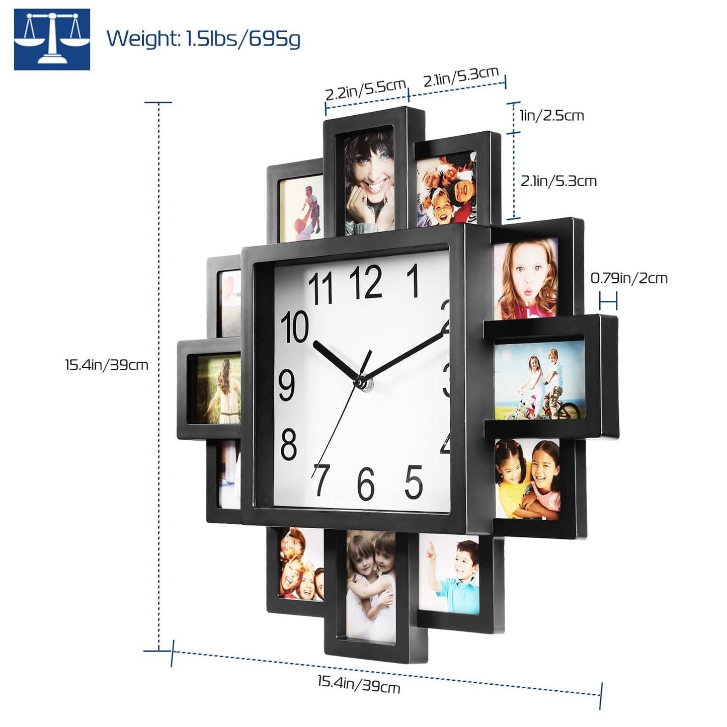12-Picture Display Wall Clock Household Appliances - Tophatter Daily Deals