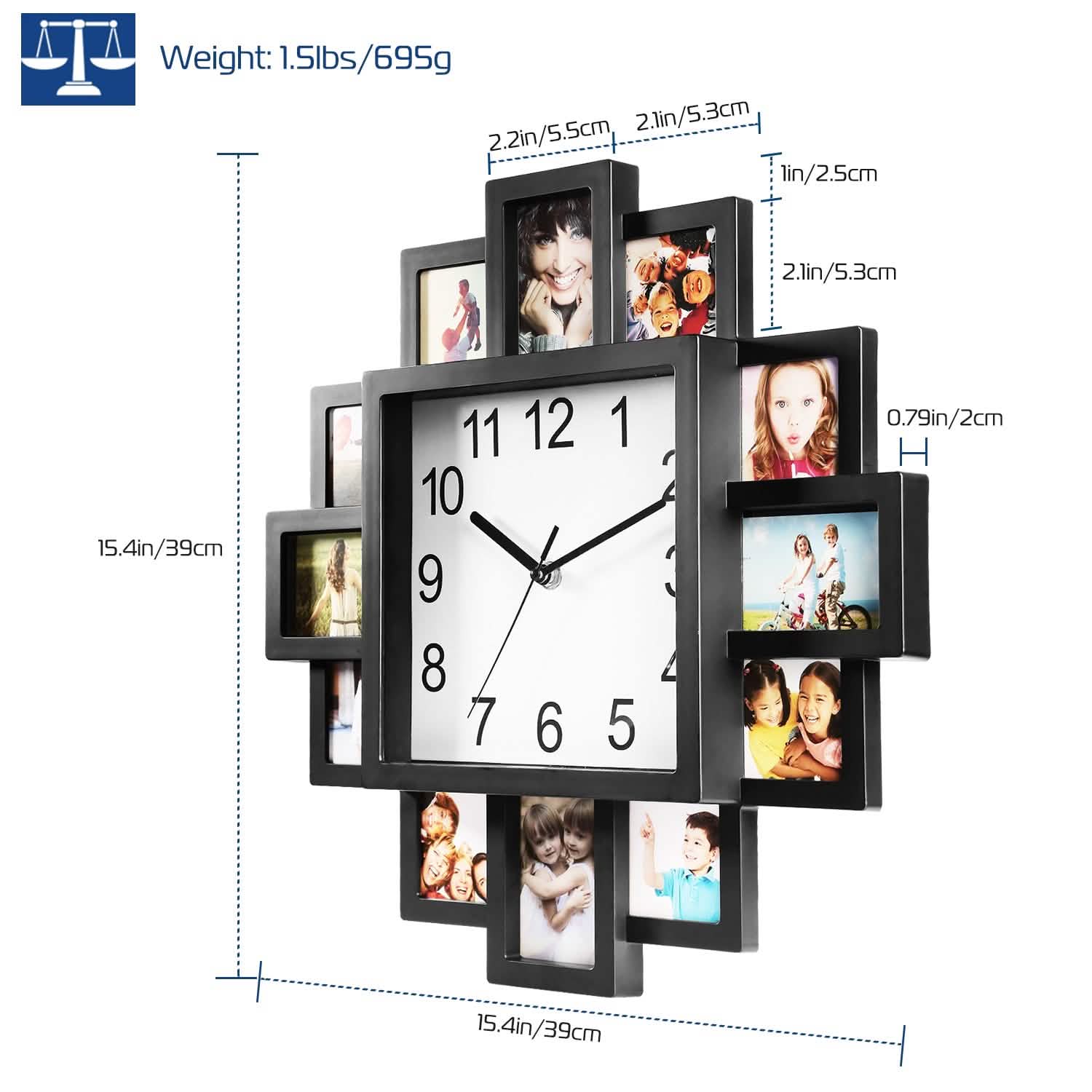 12-Picture Display Wall Clock Household Appliances - Tophatter Daily Deals