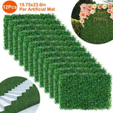12-Piece: Artificial Boxwood Plant Grass Garden & Patio - Tophatter Daily Deals