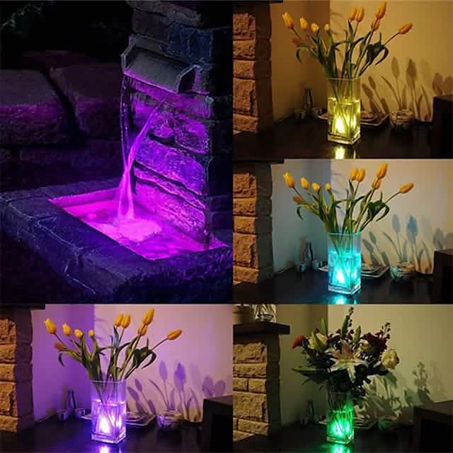 12-Piece: LED RGB Diving Light Remote Control Decorative Light Indoor Lighting - Tophatter Daily Deals