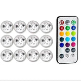 12-Piece: LED RGB Diving Light Remote Control Decorative Light Indoor Lighting - Tophatter Daily Deals