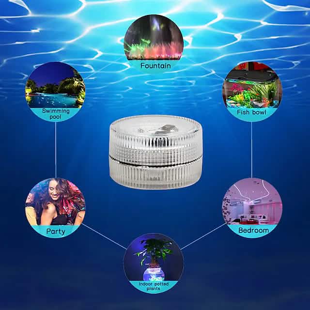 12-Piece: LED RGB Diving Light Remote Control Decorative Light Indoor Lighting - Tophatter Daily Deals