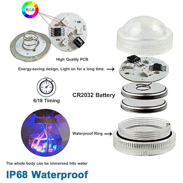 12-Piece: LED RGB Diving Light Remote Control Decorative Light Indoor Lighting - Tophatter Daily Deals
