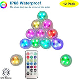 12-Piece: LED RGB Diving Light Remote Control Decorative Light Indoor Lighting - Tophatter Daily Deals
