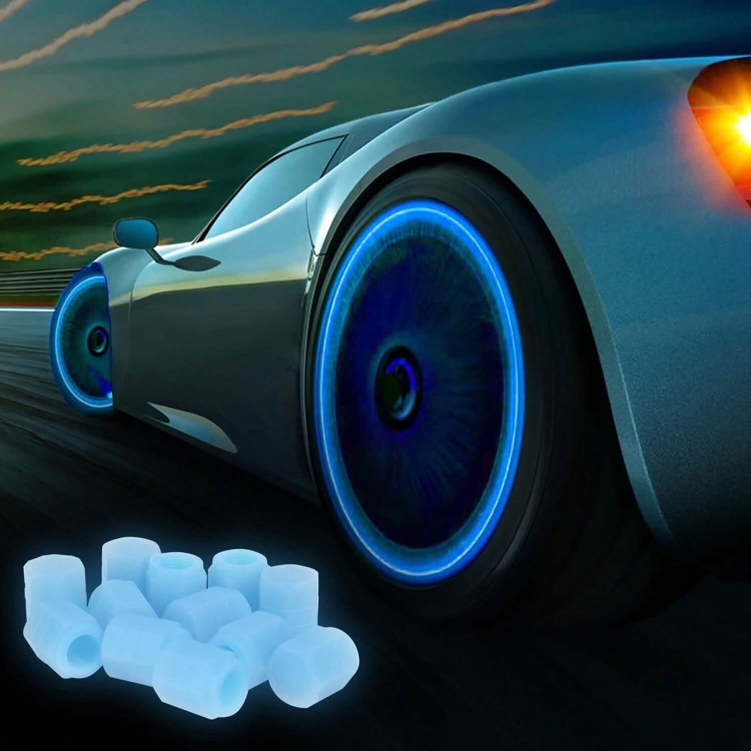 12-Piece: Luminous Car Tire Valve Stem Covers Automotive - Tophatter Daily Deals