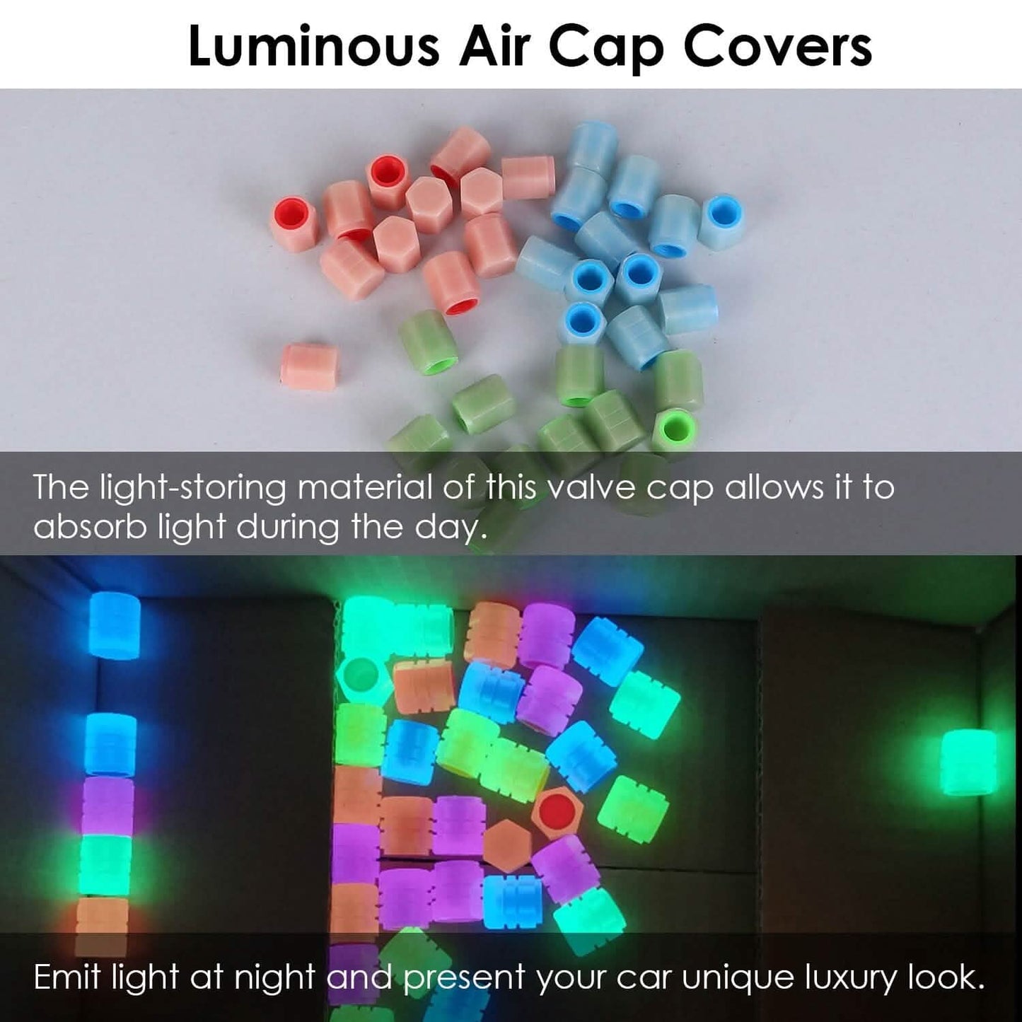 12-Piece: Luminous Car Tire Valve Stem Covers Automotive - Tophatter Daily Deals