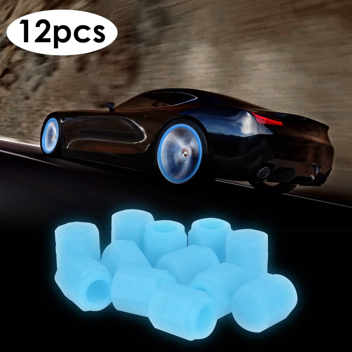 12-Piece: Luminous Car Tire Valve Stem Covers Automotive - Tophatter Daily Deals