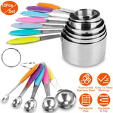 12-Piece: Stainless Steel Measuring Cups Spoons Set Kitchen Tools & Gadgets - Tophatter Daily Deals
