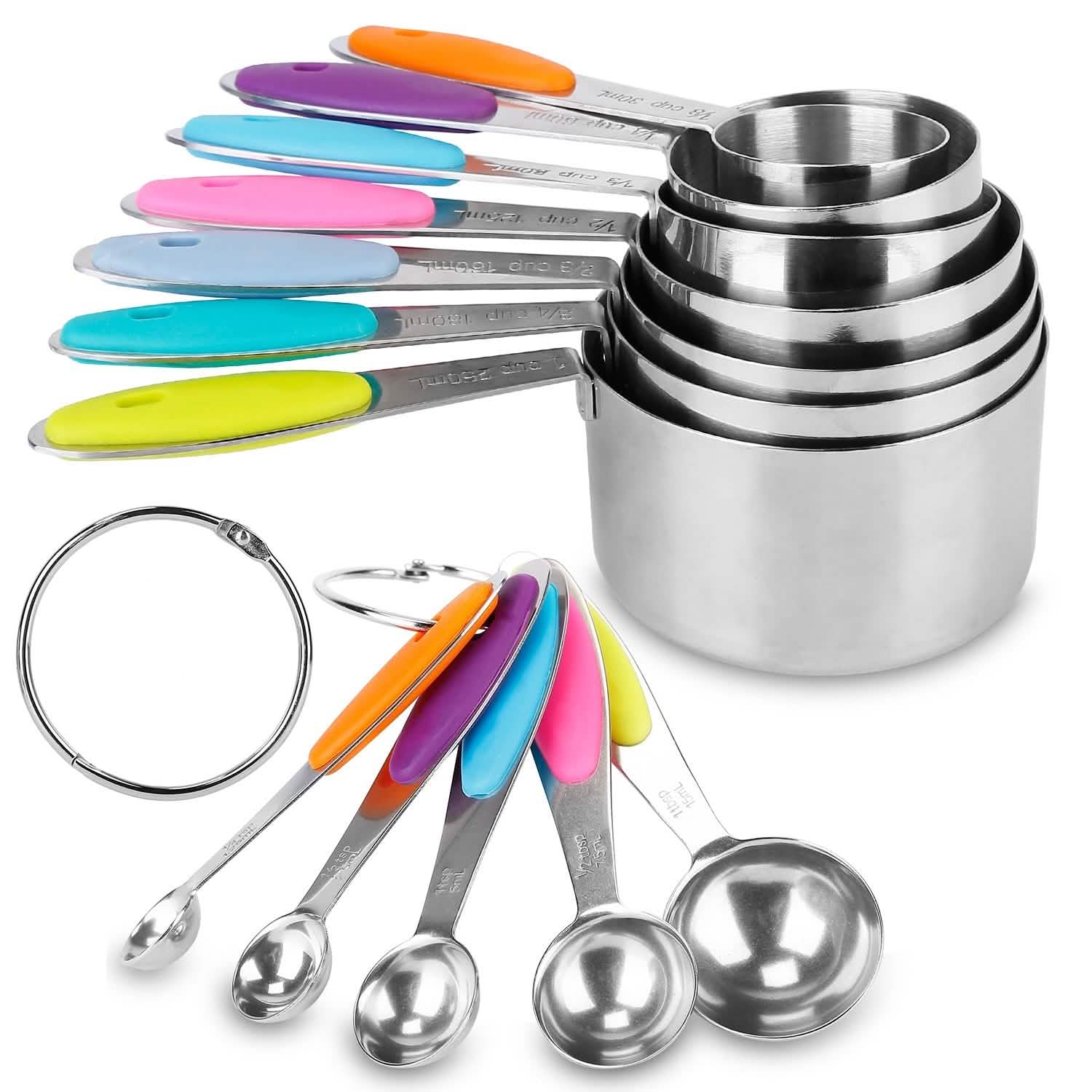 12-Piece: Stainless Steel Measuring Cups Spoons Set Kitchen Tools & Gadgets - Tophatter Daily Deals