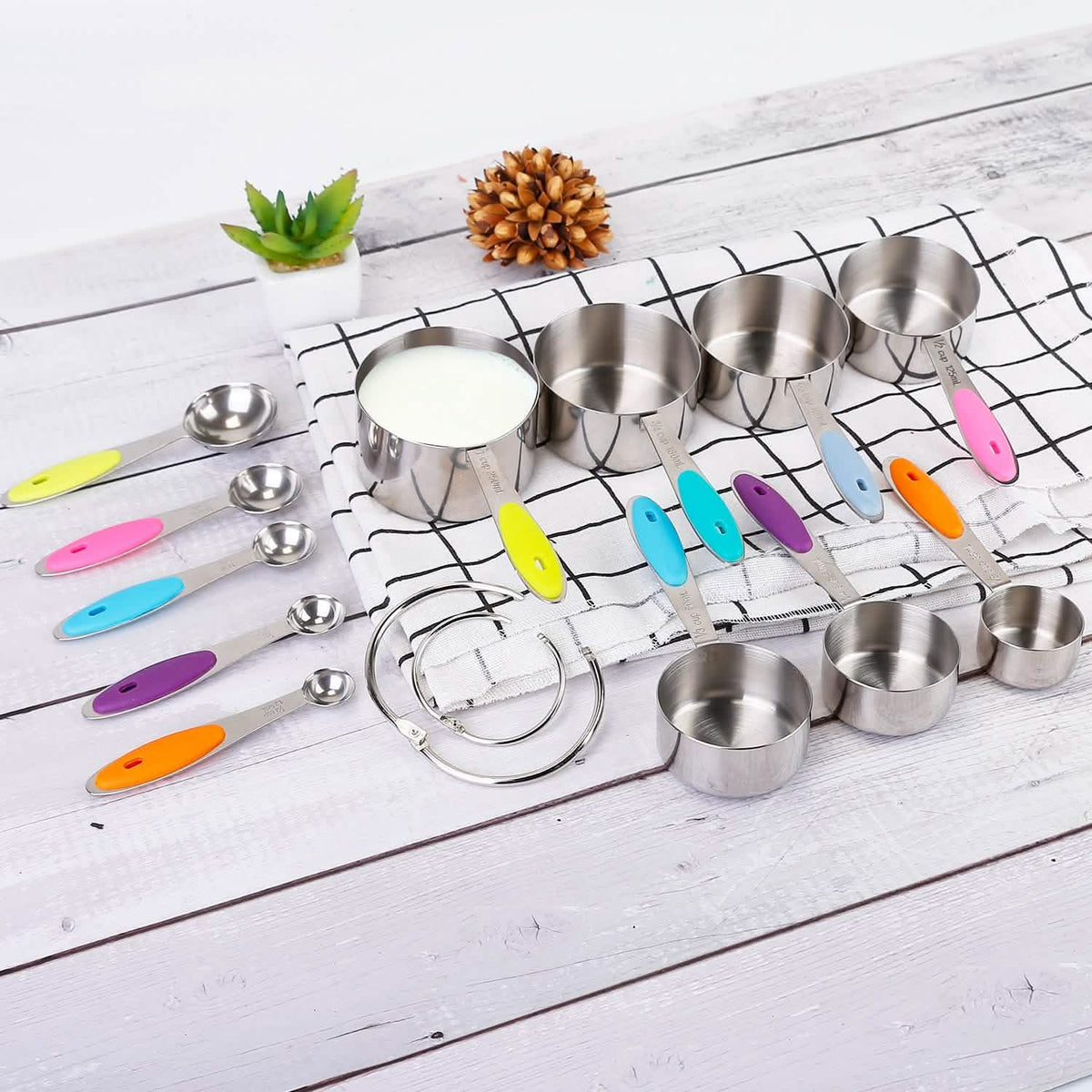 12-Piece: Stainless Steel Measuring Cups Spoons Set Kitchen Tools & Gadgets - Tophatter Daily Deals