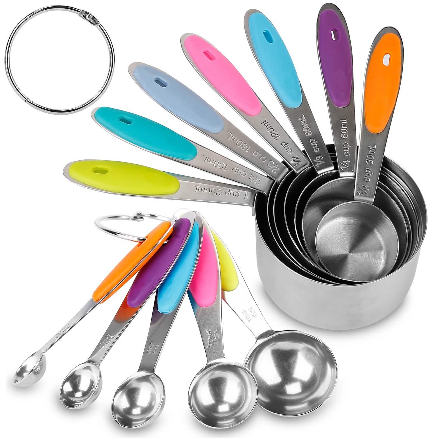 12-Piece: Stainless Steel Measuring Cups Spoons Set Kitchen Tools & Gadgets - Tophatter Daily Deals