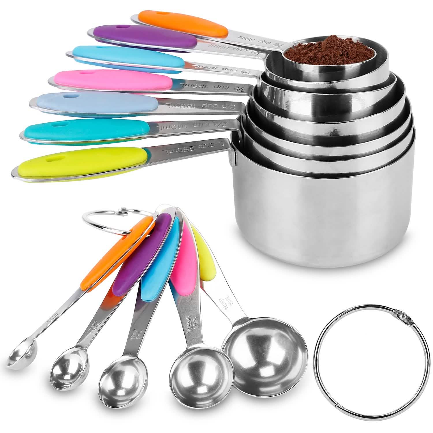 12-Piece: Stainless Steel Measuring Cups Spoons Set Kitchen Tools & Gadgets - Tophatter Daily Deals