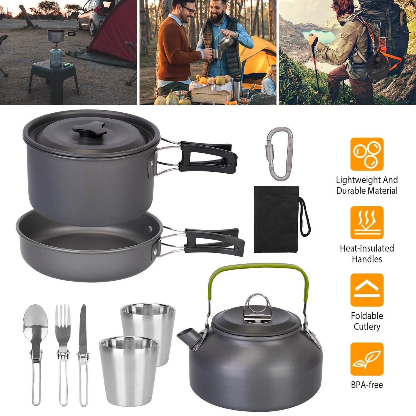 12-Pieces: Camping Cookware Set Outdoor Recreation - Tophatter Daily Deals