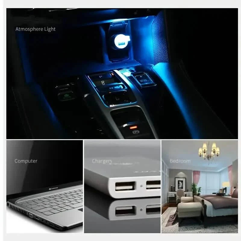 12-Pieces: Colorful Lights Car USB Atmosphere Lights Automotive - Tophatter Daily Deals