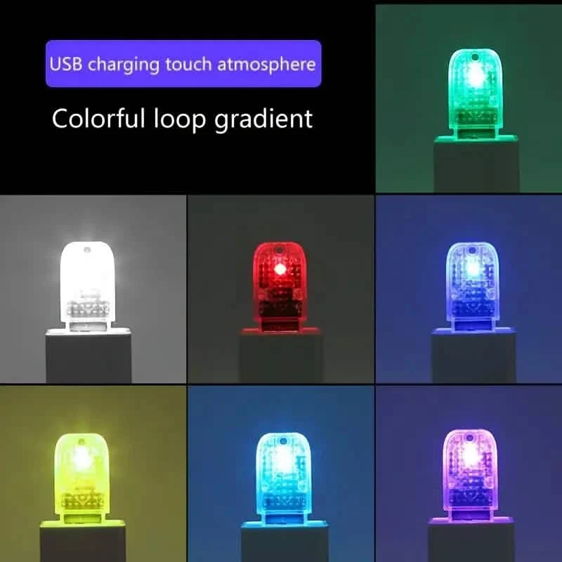 12-Pieces: Colorful Lights Car USB Atmosphere Lights Automotive - Tophatter Daily Deals
