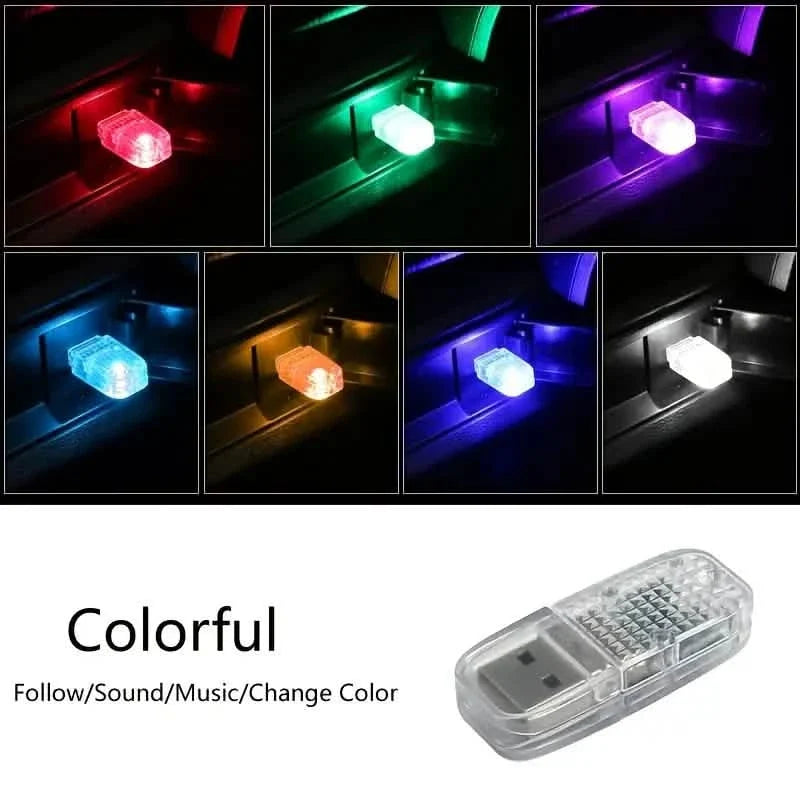 12-Pieces: Colorful Lights Car USB Atmosphere Lights Multicolor Automotive - Tophatter Daily Deals