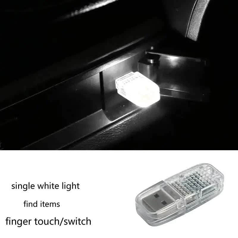 12-Pieces: Colorful Lights Car USB Atmosphere Lights White Automotive - Tophatter Daily Deals