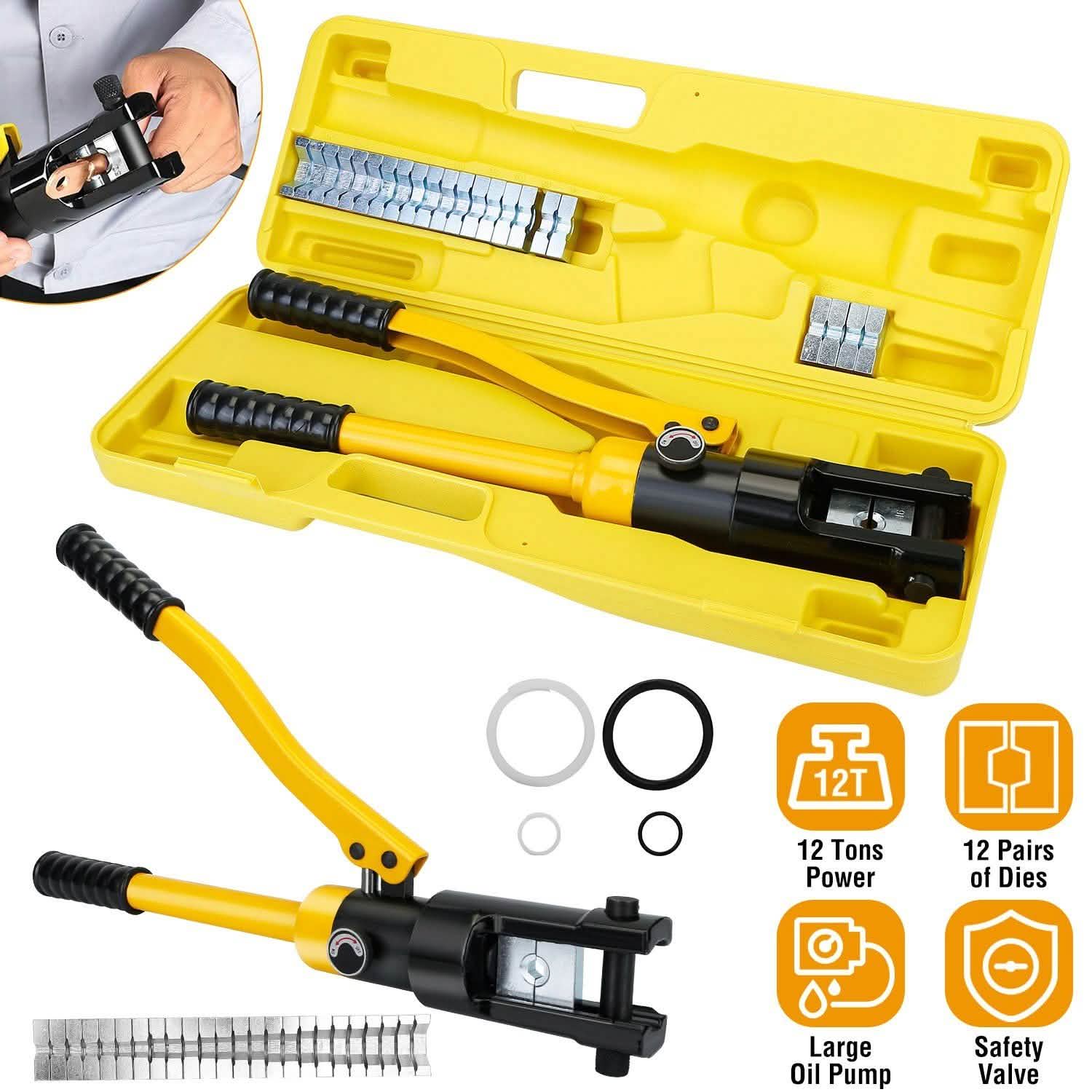 12 Ton Hydraulic Wire Crimper Home Improvement - Tophatter Daily Deals