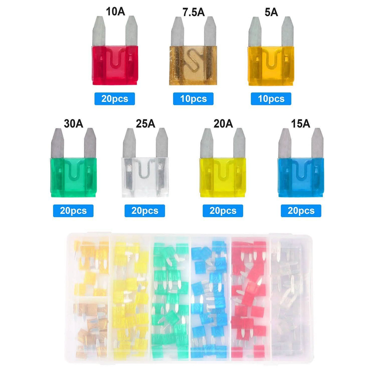 120-Pieces: Mini Auto Blade Fuse Set Automotive - Tophatter Daily Deals