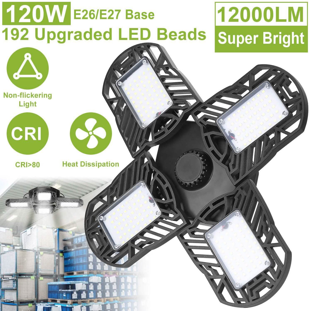12000LM LED Garage Light Outdoor Lighting - Tophatter Daily Deals