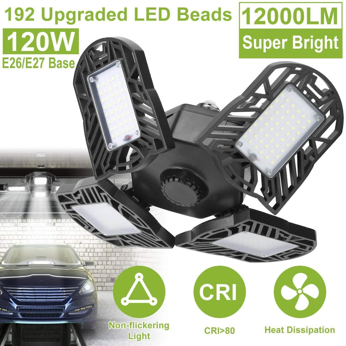 12000LM LED Garage Light Outdoor Lighting - Tophatter Daily Deals