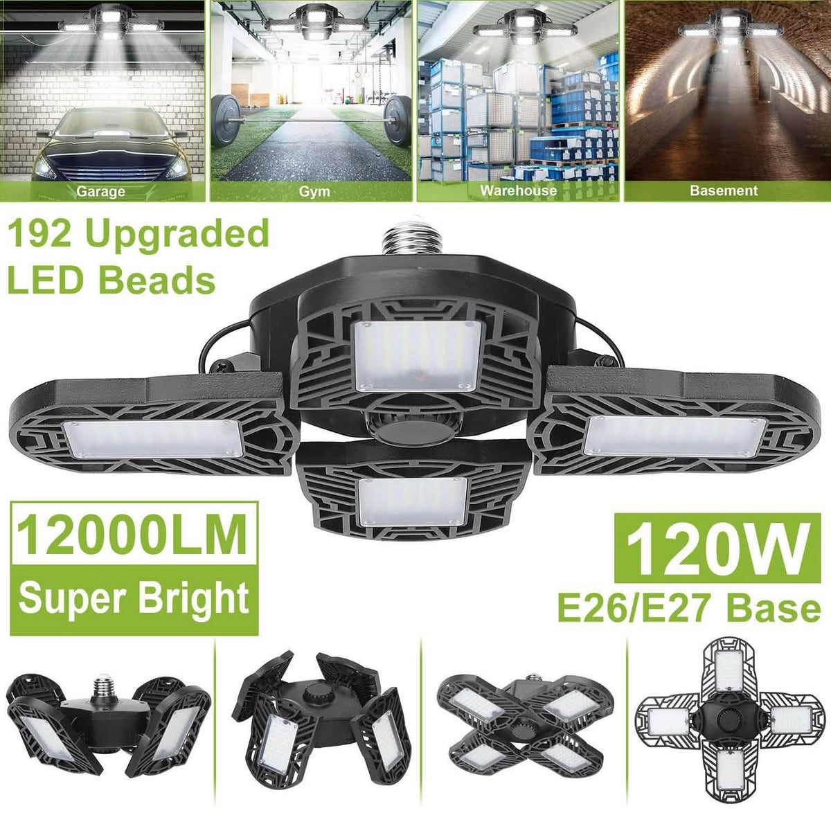 12000LM LED Garage Light Outdoor Lighting - Tophatter Daily Deals