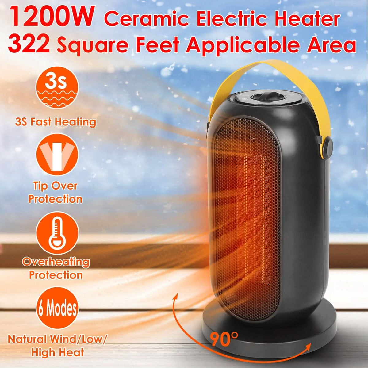 1200W Portable Electric Fan Heater Household Appliances - Tophatter Daily Deals