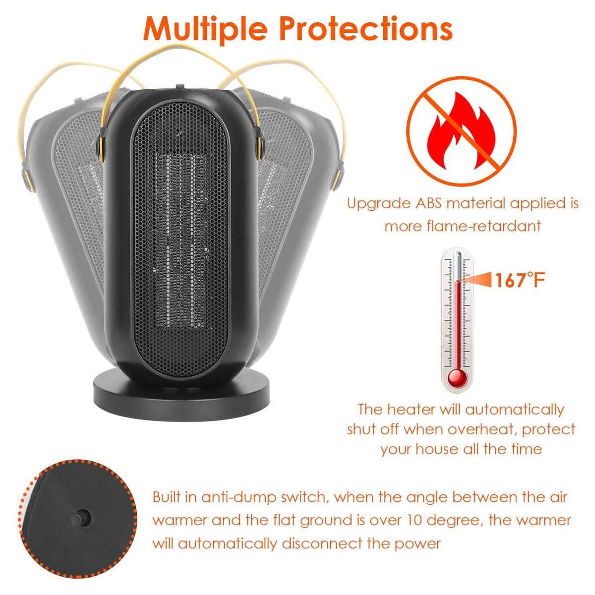 1200W Portable Electric Fan Heater Household Appliances - Tophatter Daily Deals