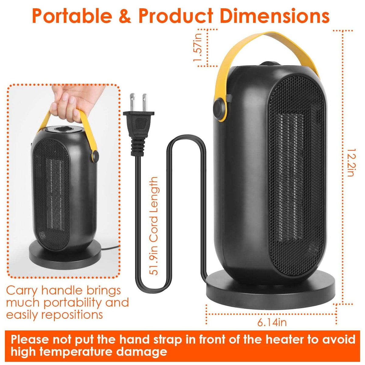1200W Portable Electric Fan Heater Household Appliances - Tophatter Daily Deals