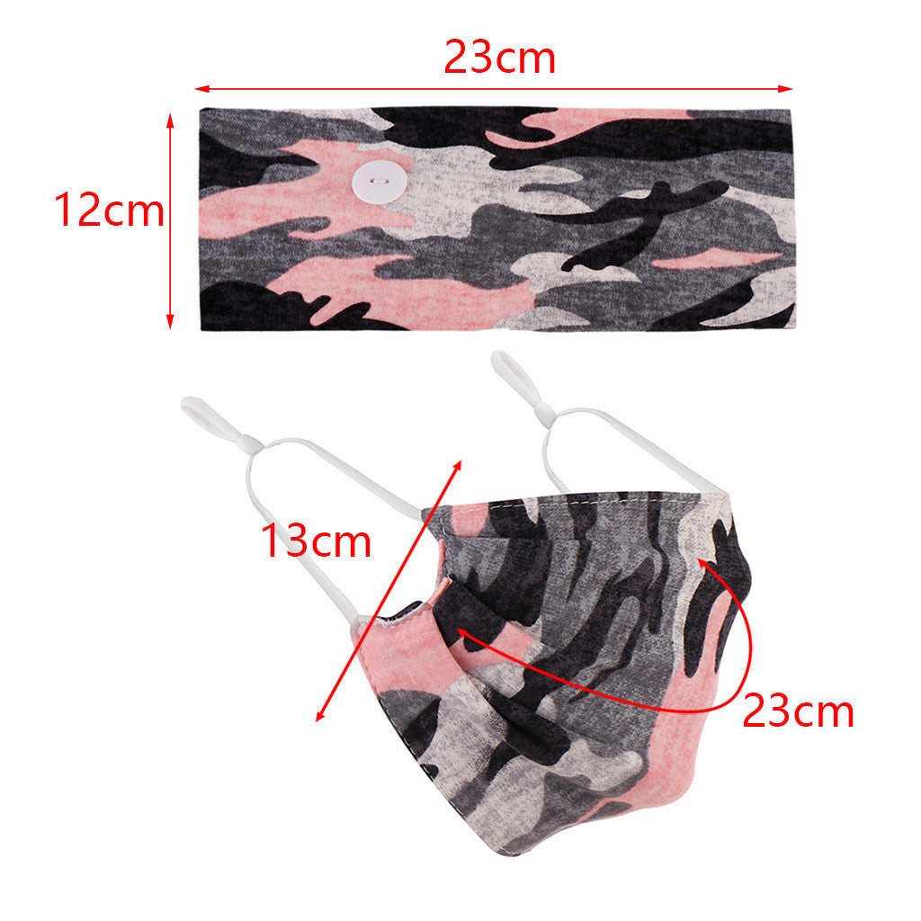 Button headband mask headscarf hair accessory 2-piece set 0 - Tophatter Daily Deals