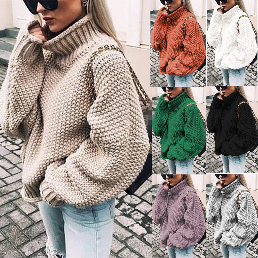 Oversized Women Turtleneck Sweater - Chunky Knit, Winter 3D Changing Face Moving Picture Frame - Tophatter Daily Deals