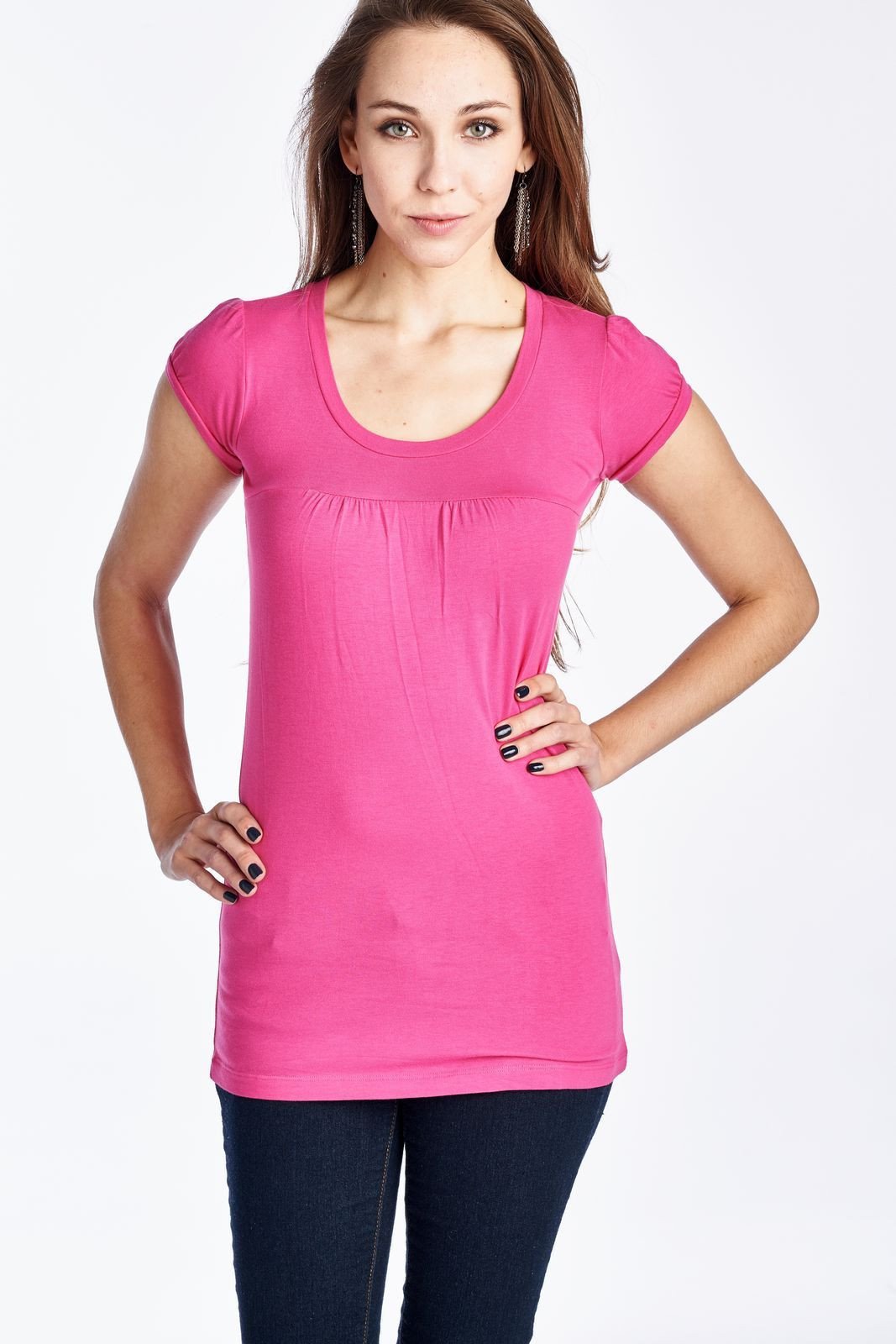 Women's Round Neck T-Shirt Top Pink 55 Tops - Tophatter Daily Deals