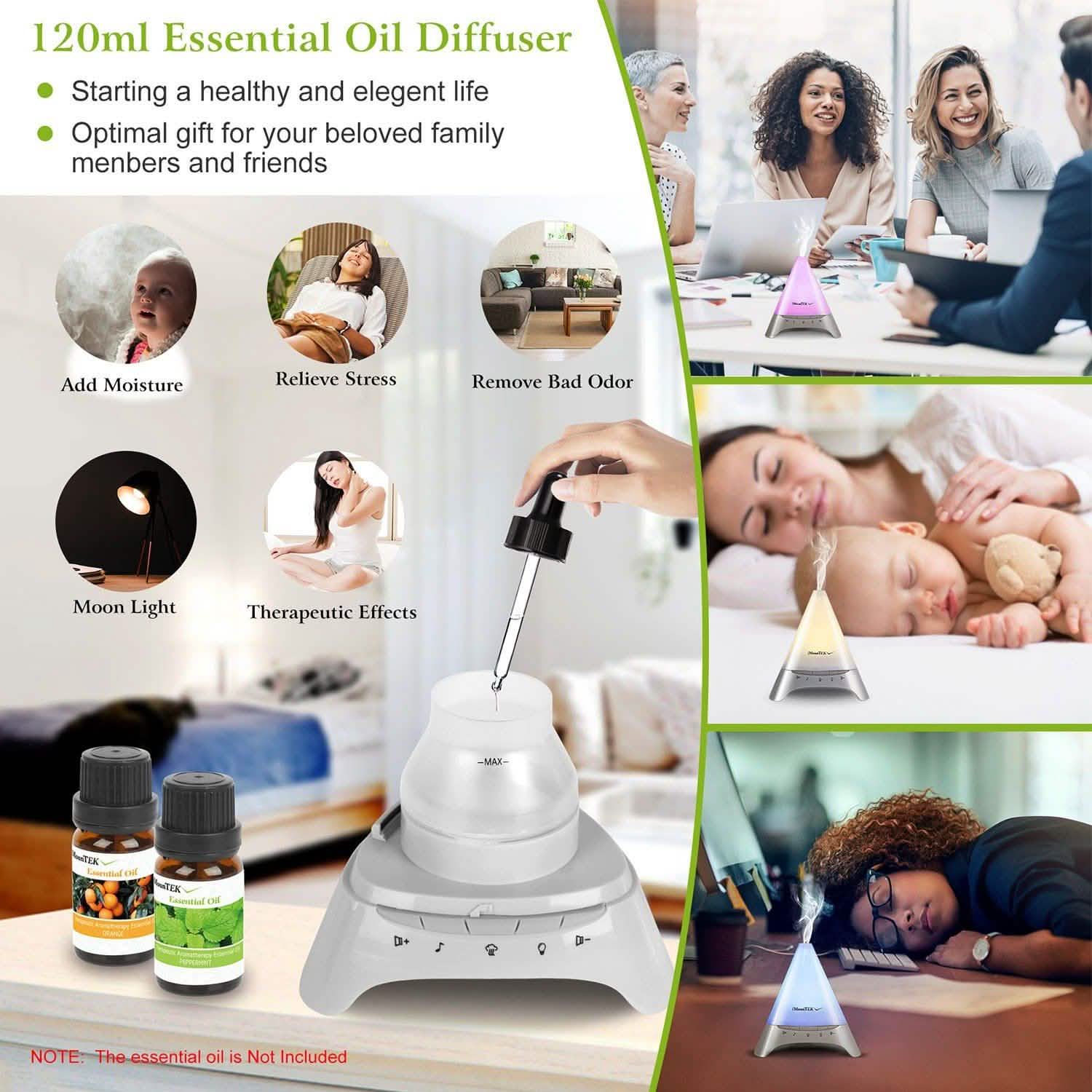 120ml Cool Mist Humidifier Ultrasonic Aroma Essential Oil Diffuser Health & Wellness - Tophatter Daily Deals