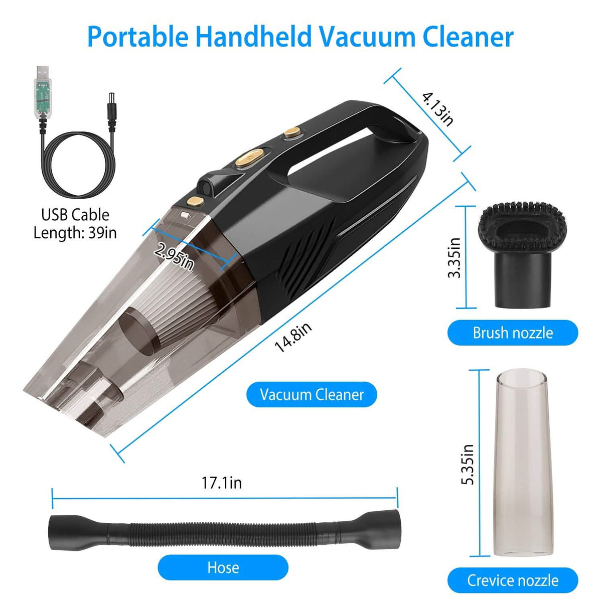 120W 8000PA Handheld Cordless Car Vacuum Cleaner with Accessory kit Automotive - Tophatter Daily Deals