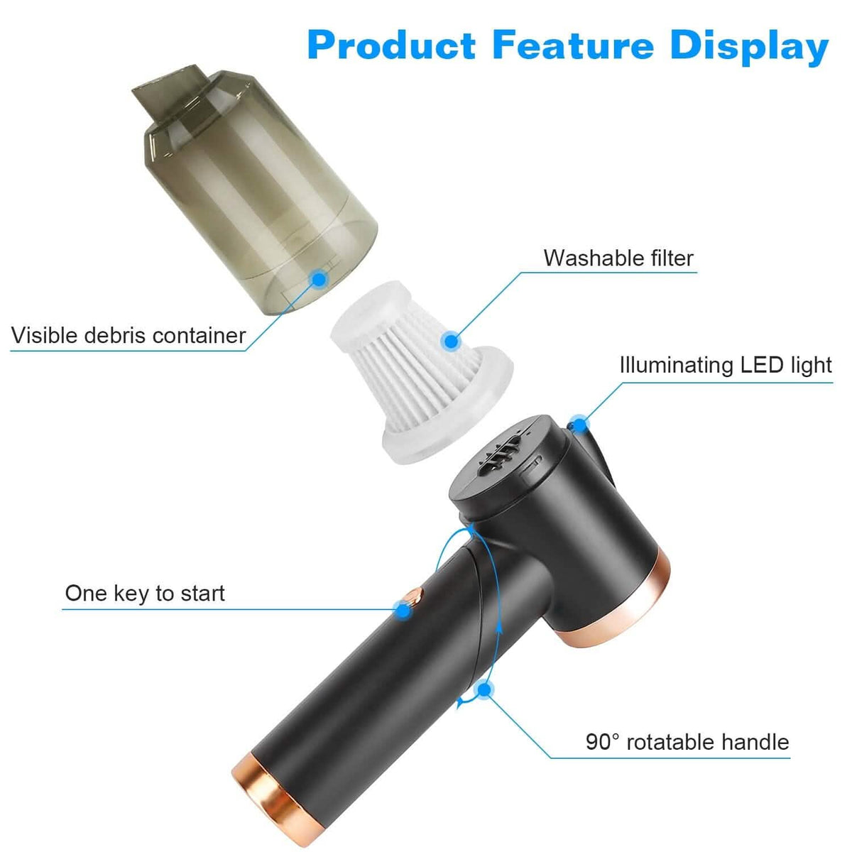 120W 9000PA Cordless Handheld Car Vacuum Cleaner with Searchlight Automotive - Tophatter Daily Deals