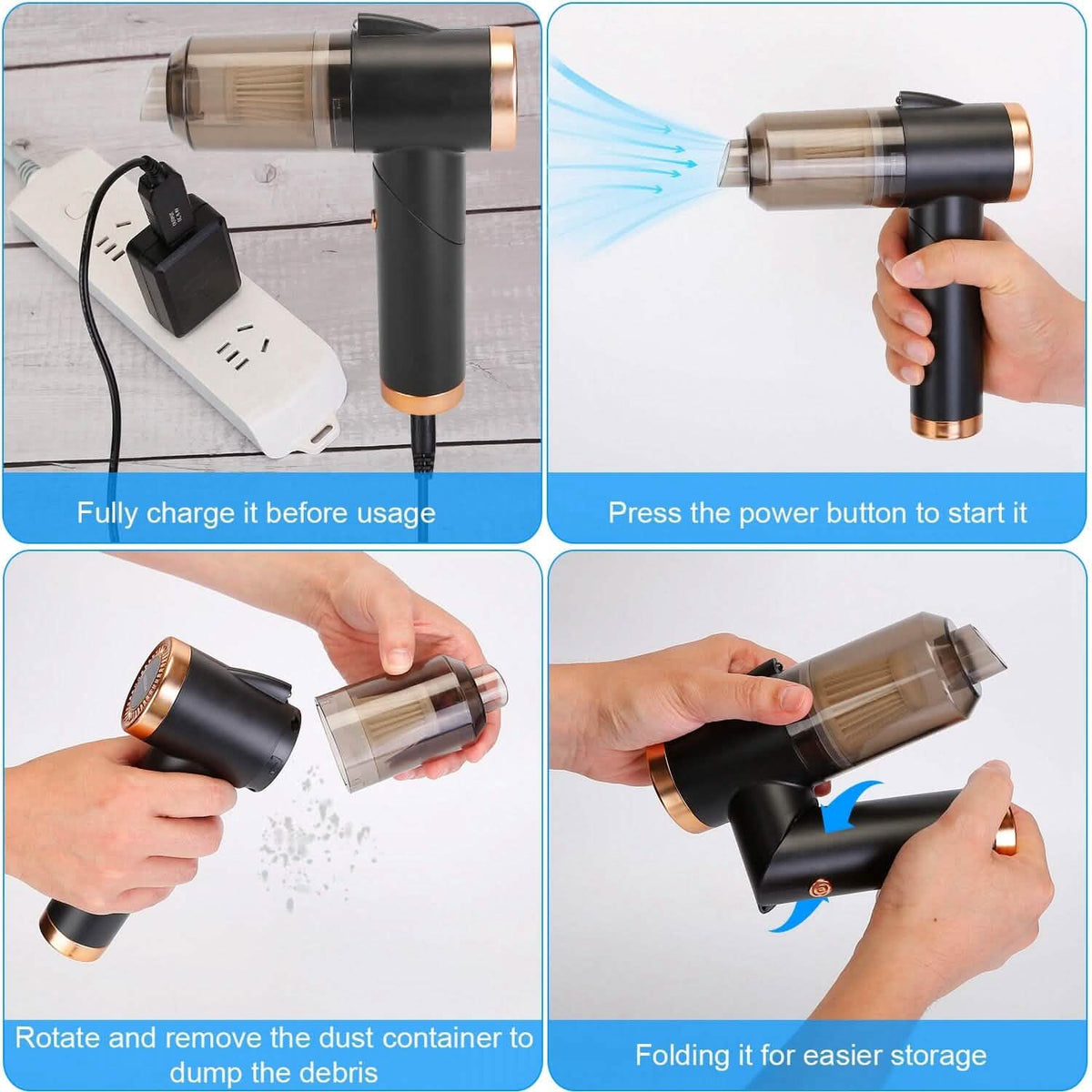 120W 9000PA Cordless Handheld Car Vacuum Cleaner with Searchlight Automotive - Tophatter Daily Deals